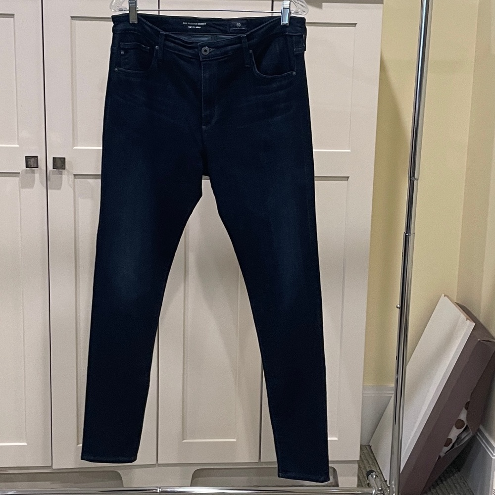 AG The Farrah Skinny High-rise Jeans, size 32 Regular waist, 30" inseam. Blue